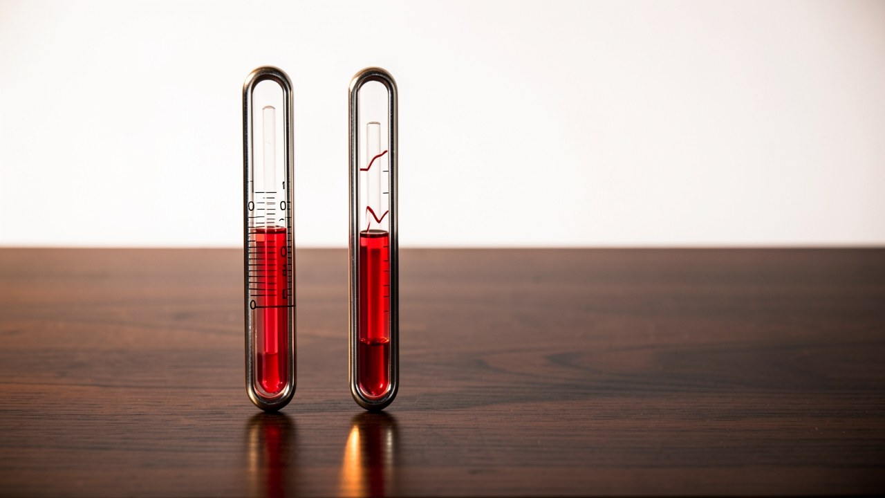Two thermometers, one with a steady line and one with a wavy line, symbolizing fixed and variable rates.